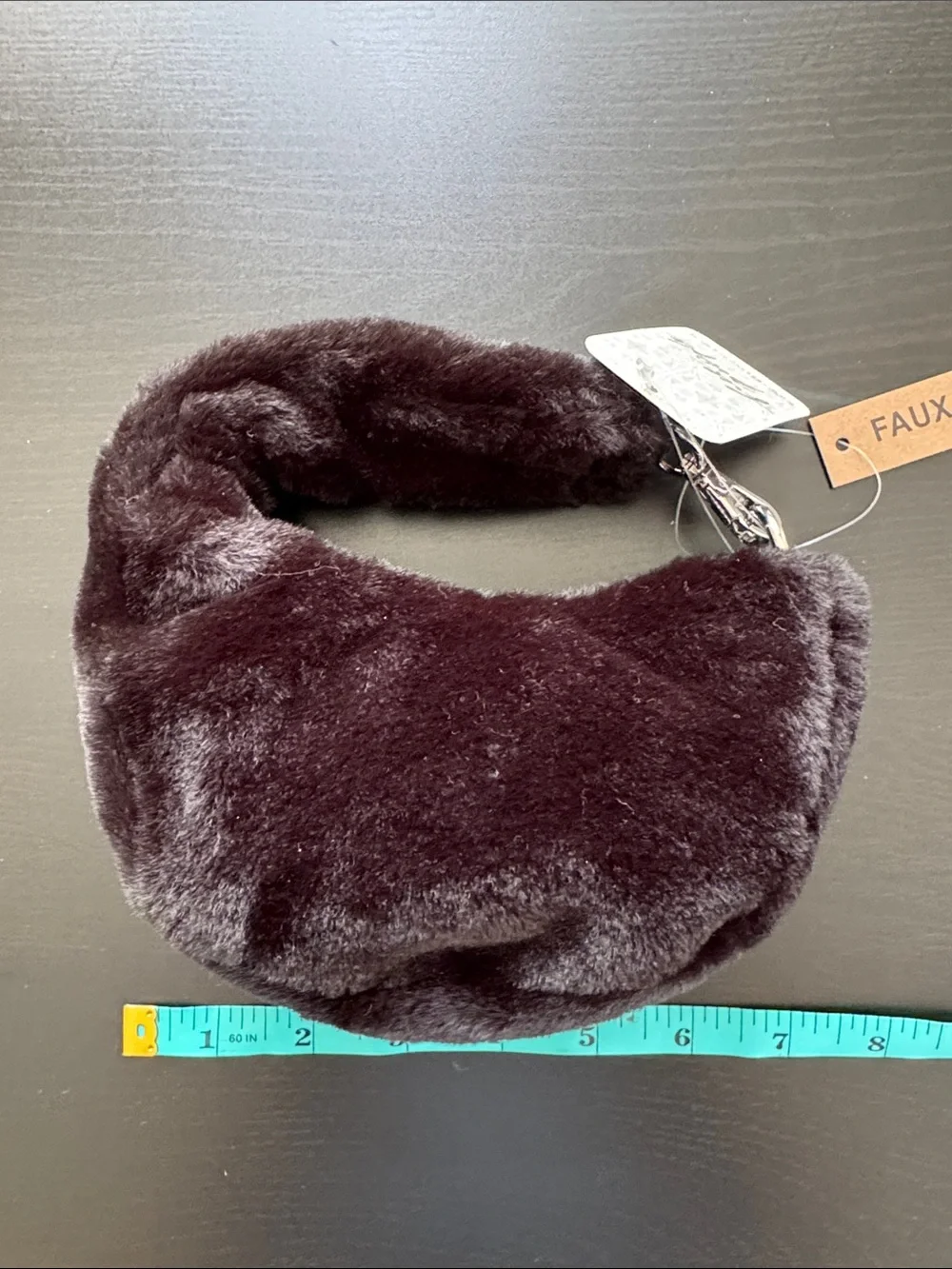 Anthropologie Melie Bianco Brigette Satchel Faux Fur Mini Black Bag Purse‎ - NEW